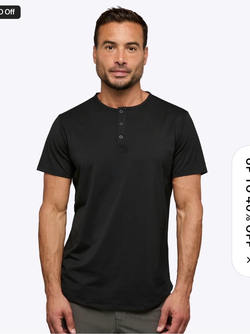 CUTS Men’s AO Henley Curve Hem Shirt in Black